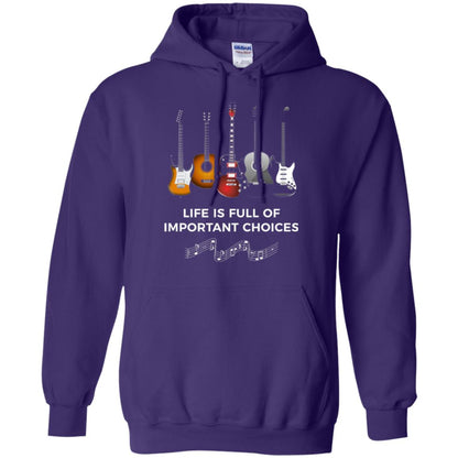 Funny Guitar T-shirt Life Is Full Of Important Choices Purple