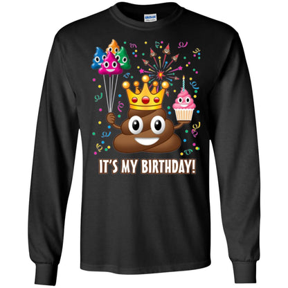 Poop Emoji T-shirt It_s My Birthday Black