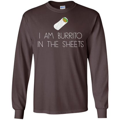 Burrito T-shirt I Am A Burrito In The Sheets Swaddling Dark Chocolate