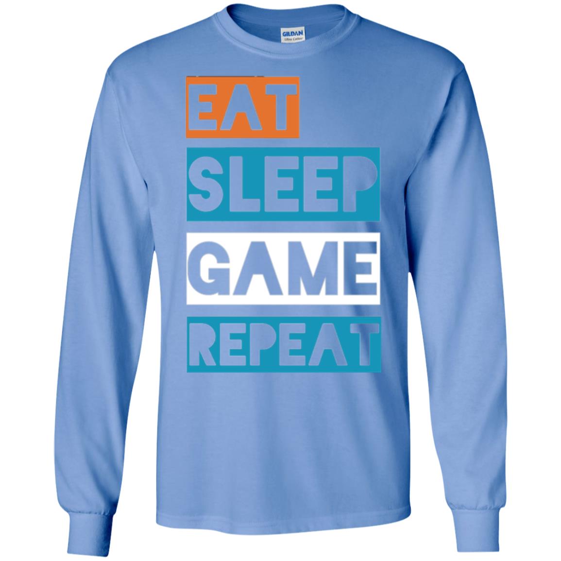 Eat Sleep Game Repeat Video Gamer Player T-shirt Carolina Blue
