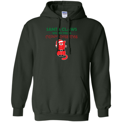Christmas T-shirt Santa Claws Wishes You A Meowy Christmas Forest Green