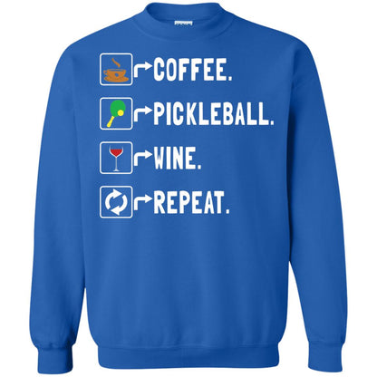 Funny Coffee Lovers T-shirt Pickleball Wine Repeat Royal