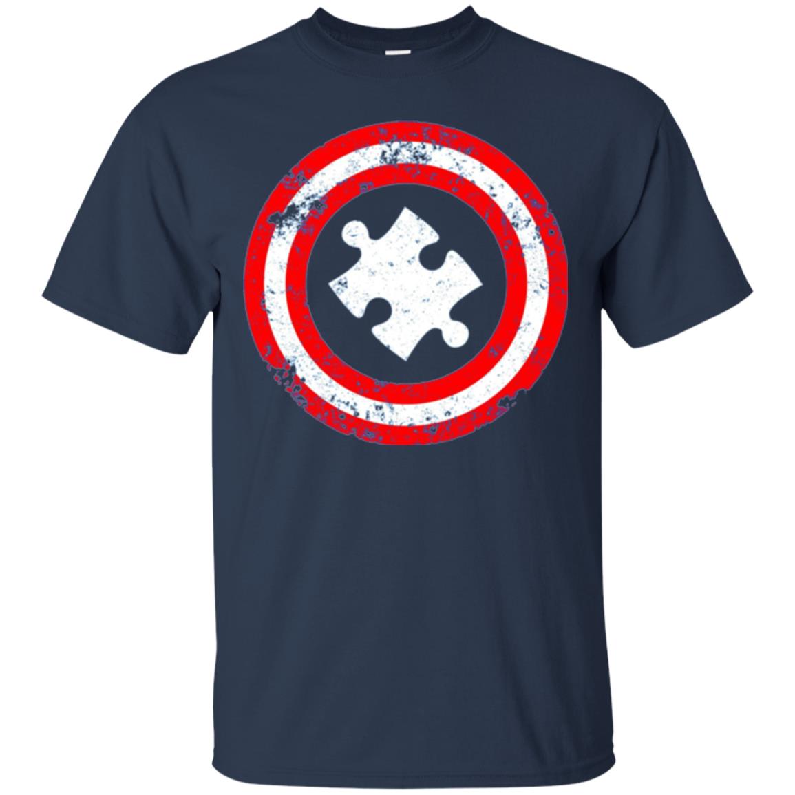 Captain Autism Superhero T-shirt Autism Awareness Navy