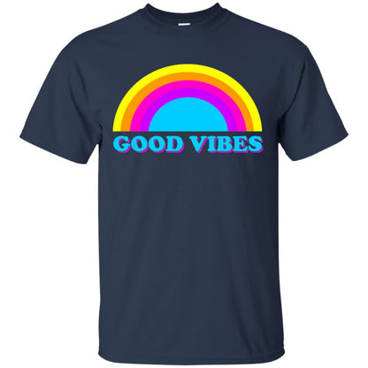 Rainbow Groovy Good Vibes T-shirt Navy