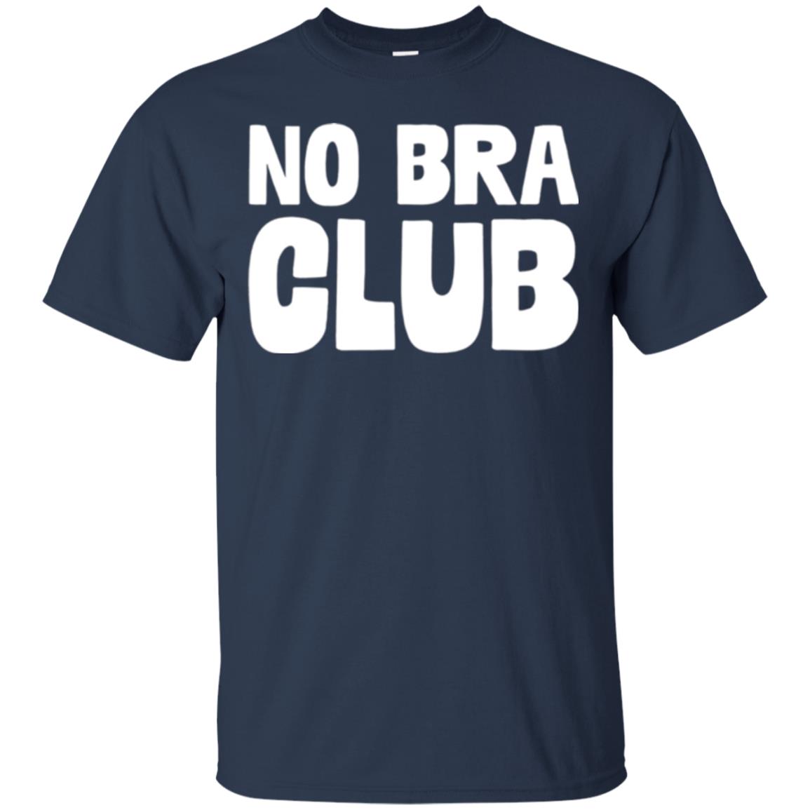 No Bra Club T-shirt Funny Feminist Women No Bra Navy
