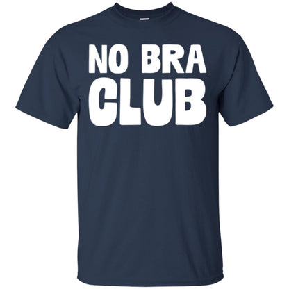 No Bra Club T-shirt Funny Feminist Women No Bra Navy