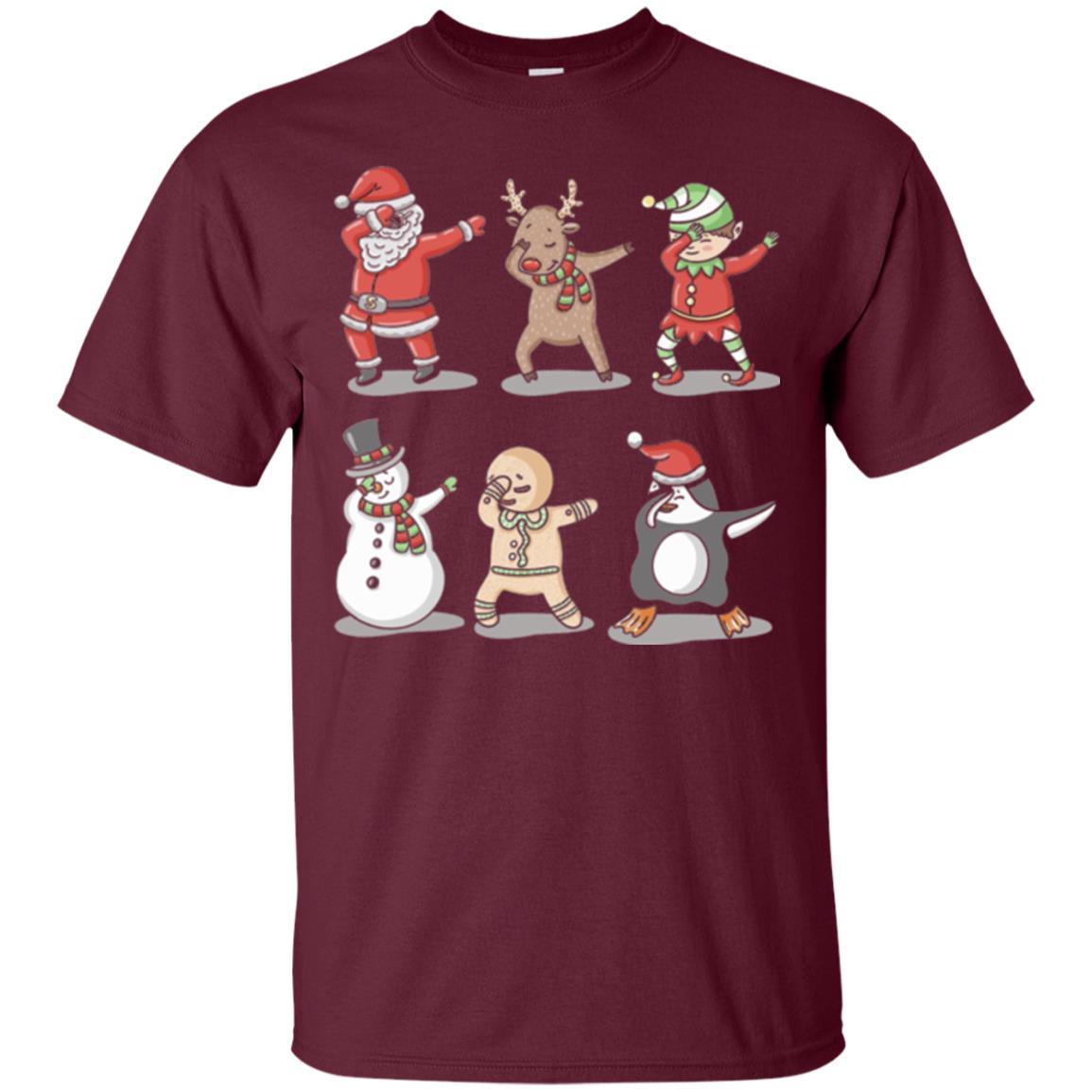 Christmas T-shirt Dabbing Santa Ugly Sweater Maroon