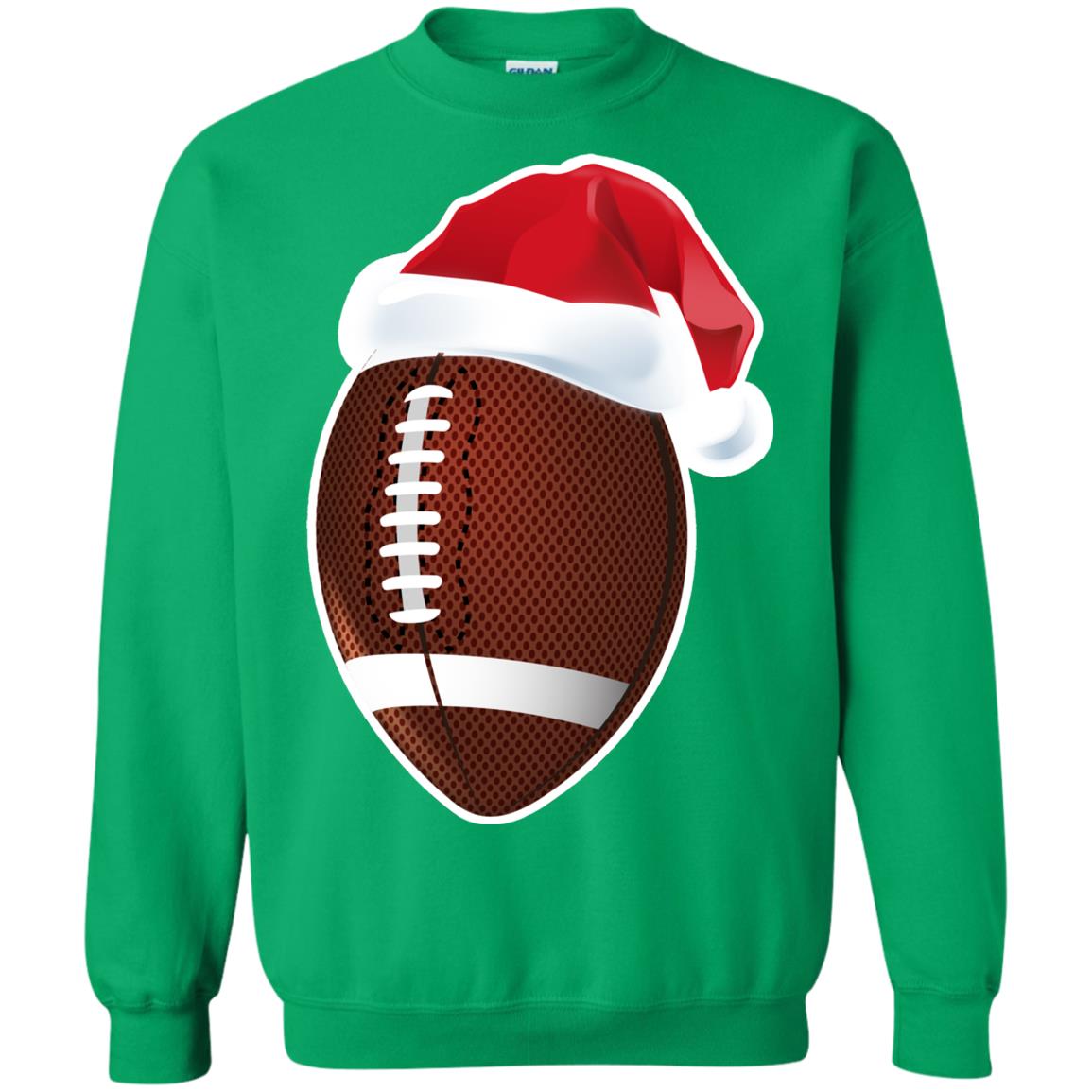 Football With Santa Claus Hat X-mas Shirt For Football Lovers Irish Green