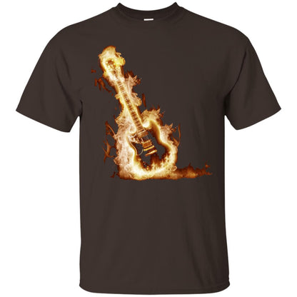Rock Guitar On Fire T-shirt Dark Chocolate