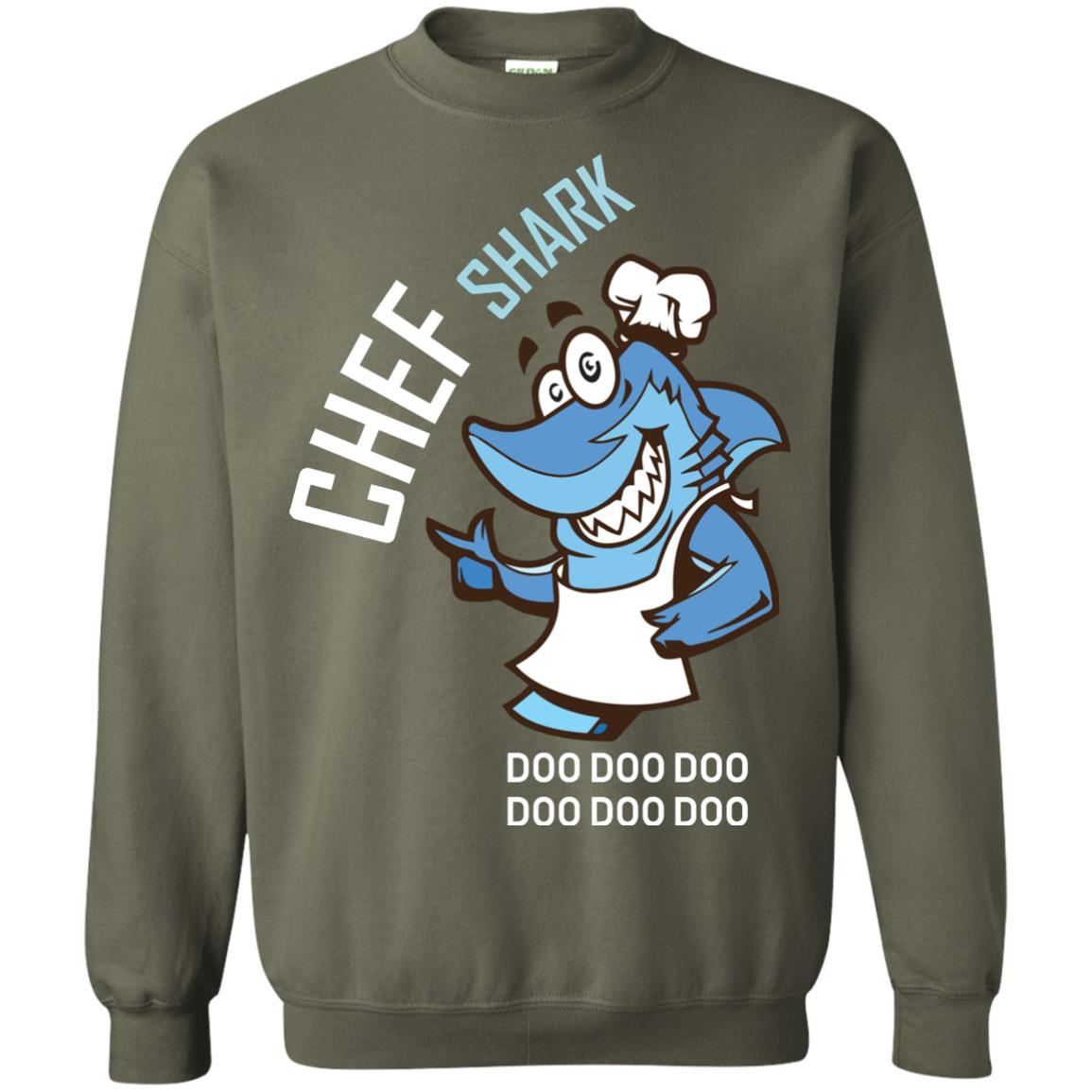 Chef Shark Doo Doo Doo Shirt For Cooker Military Green