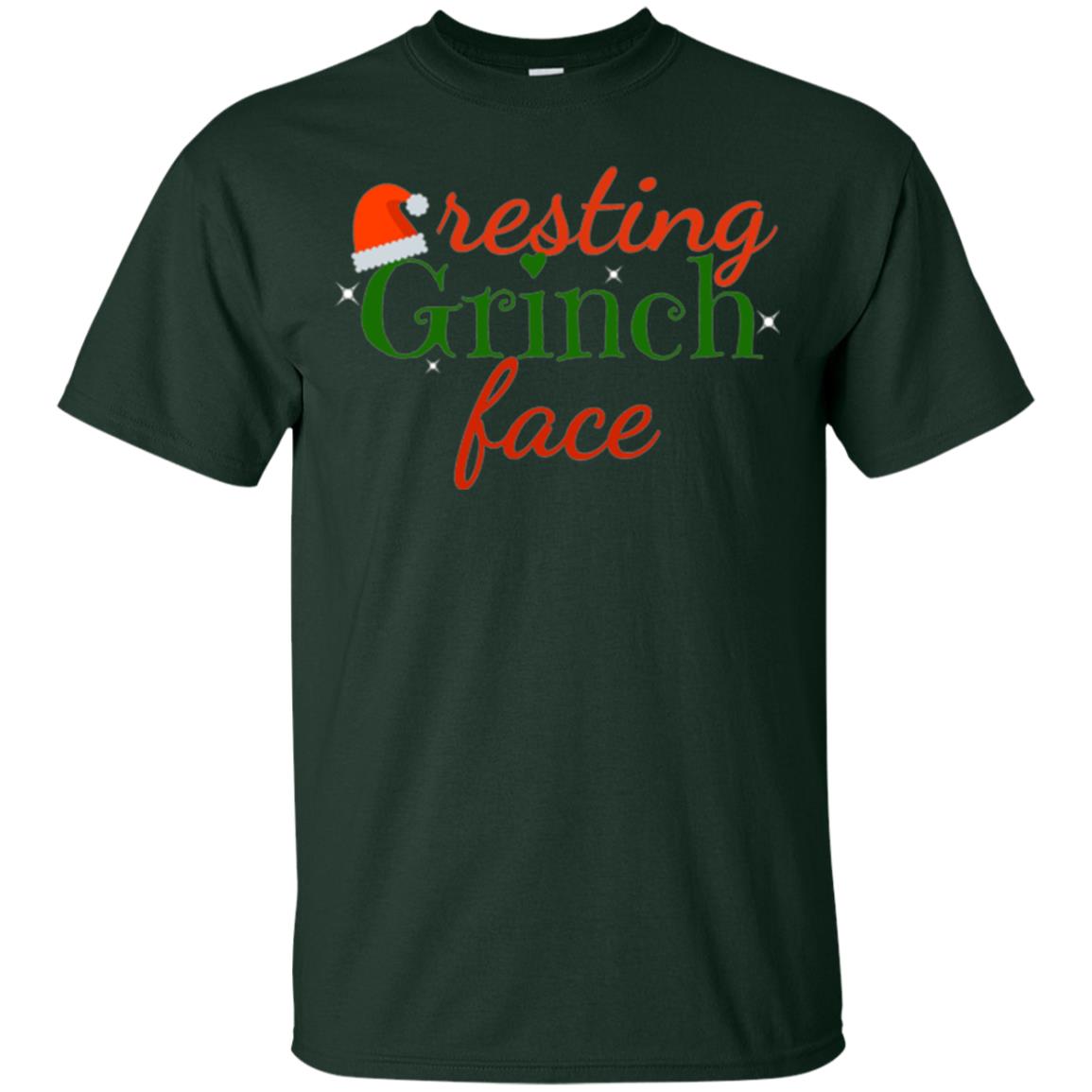 Funny Christmas T-shirt Resting Grinch Face Forest Green