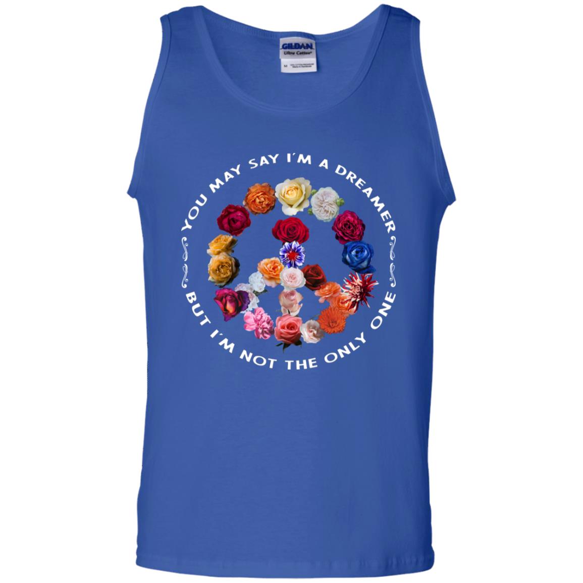 You May Say I_m A Dreamer But I_m Not The Only One Floral Peace Sign Shirt Royal