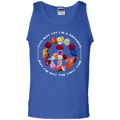 You May Say I_m A Dreamer But I_m Not The Only One Floral Peace Sign Shirt Royal