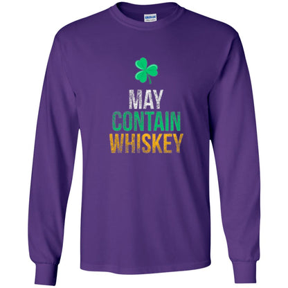 Funny St. Patricks Day T-shirt May Contain Whiskey Purple