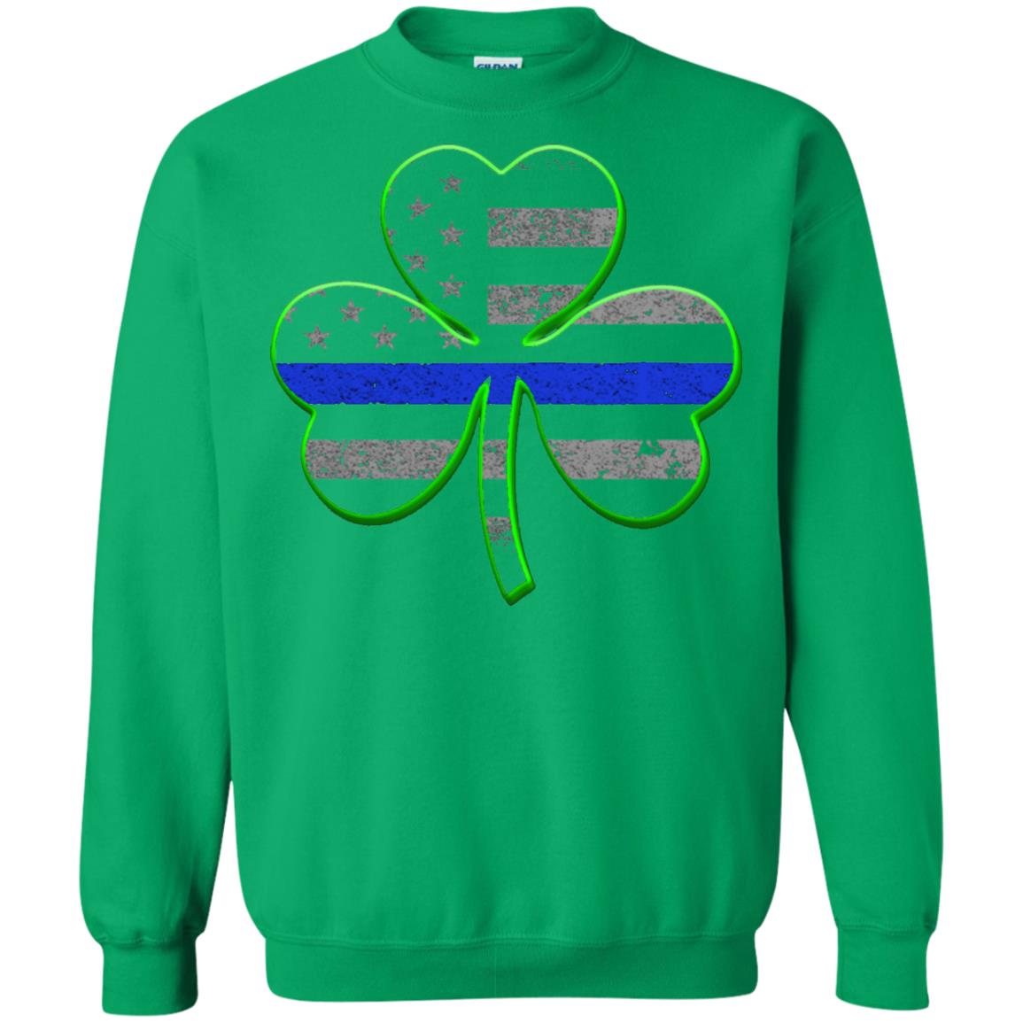 Thin Blue Line St Patrick_s Day Clover T-shirt Irish Green