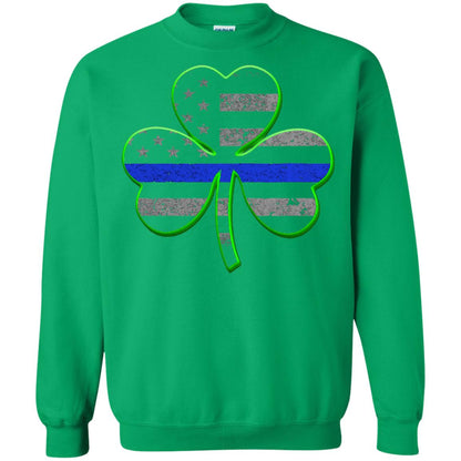 Thin Blue Line St Patrick_s Day Clover T-shirt Irish Green