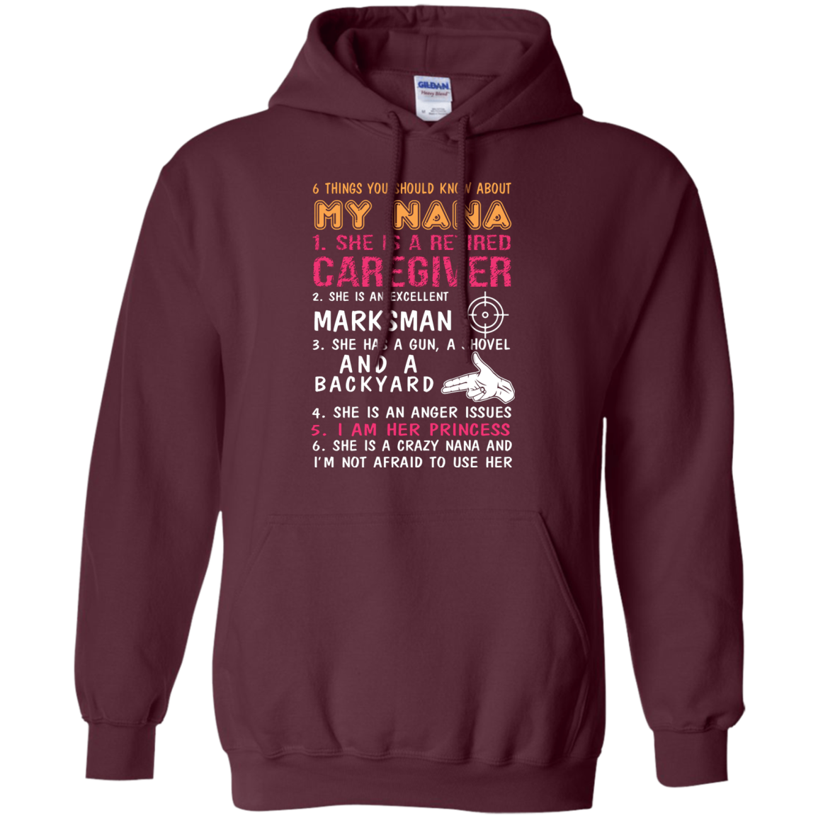 Family T-Shirt 6 Things You Should Know About My Nana Maroon