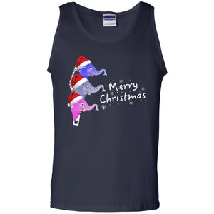 Merry Christmas Elephant With Santa Hat In Pocket Zip X-mas Gift ShirtG220 Gildan 100% Cotton Tank Top