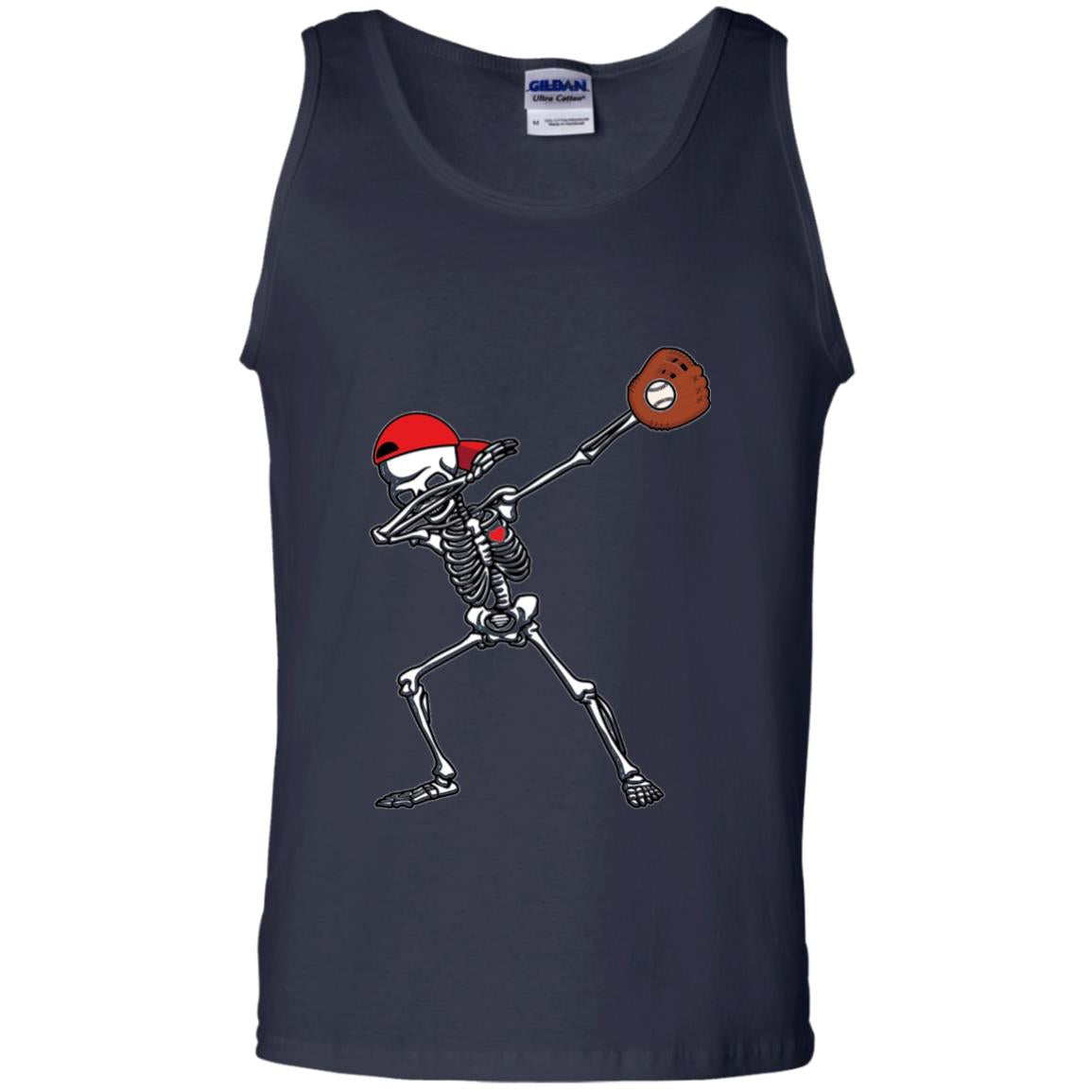 Dabbing Skeleton Baseball Lover T-shirt Navy