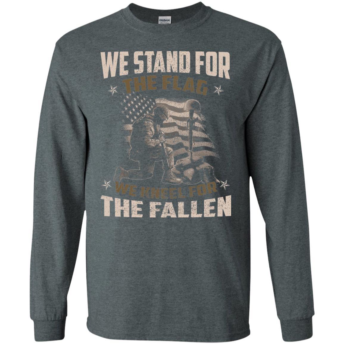 Veteran T-shirt We Stand For The Flag, We Kneel For The Fallen Dark Heather