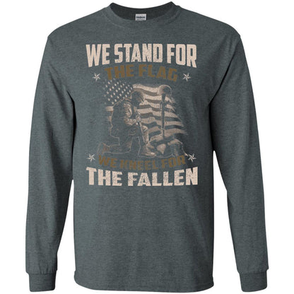 Veteran T-shirt We Stand For The Flag, We Kneel For The Fallen Dark Heather