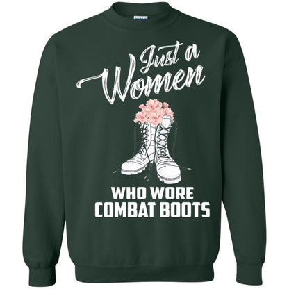 Just A Woman Who Wore Combat Boots Female Veteran T-shirt Forest Green