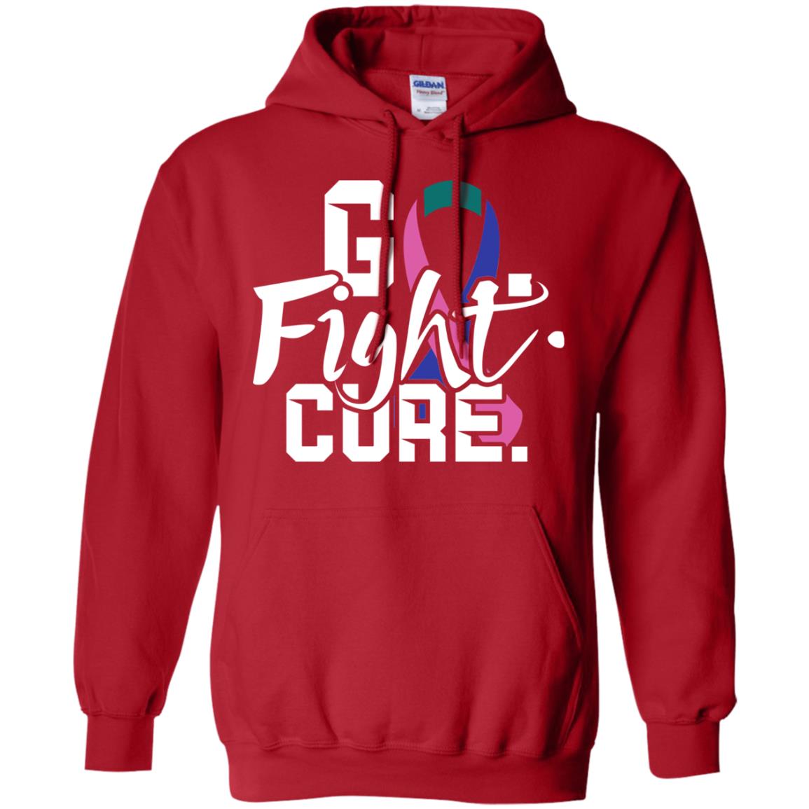 Thyroid Awareness Go Fight Cure Teal Pink Blue Ribbon Shirt Red