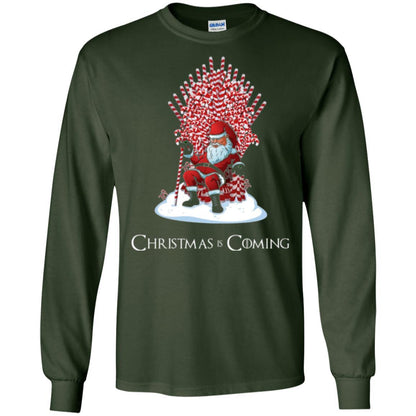Funny Christmas T-shirt Santa Candy Cane Throne Forest Green