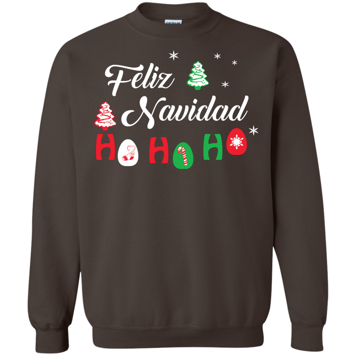 Chirstmas T-Shirt Feliz Navidad Ho Ho Ho Dark Chocolate
