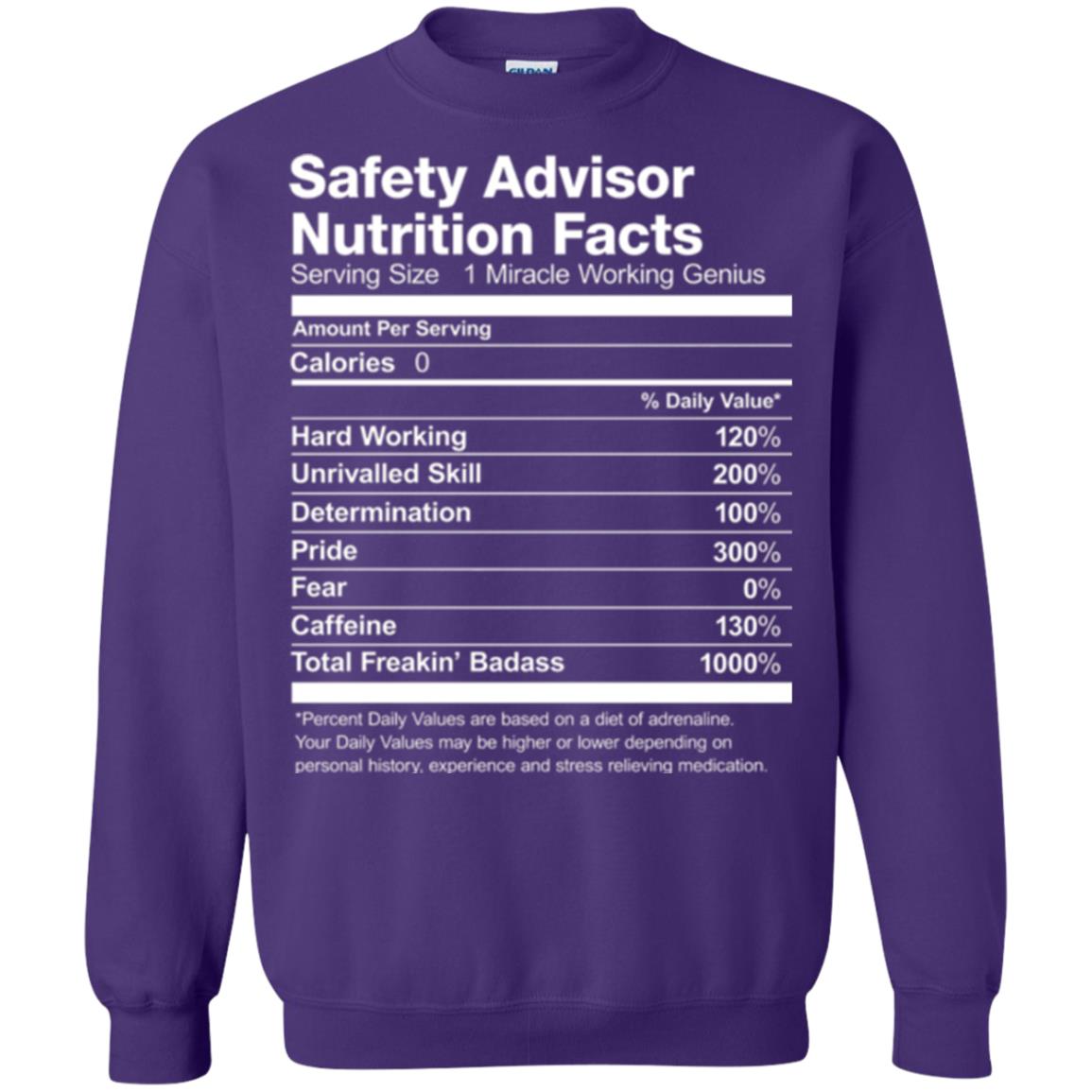 Safety Advisor Nutrition Facts Funny T-shirt Purple