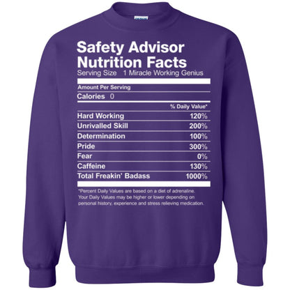 Safety Advisor Nutrition Facts Funny T-shirt Purple
