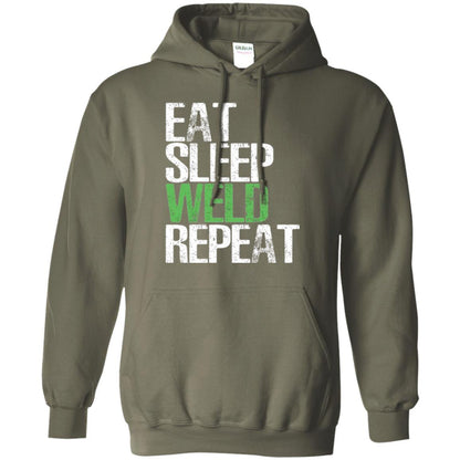 Welding T-shirt Eat Sleep Weld Repeat Military Green