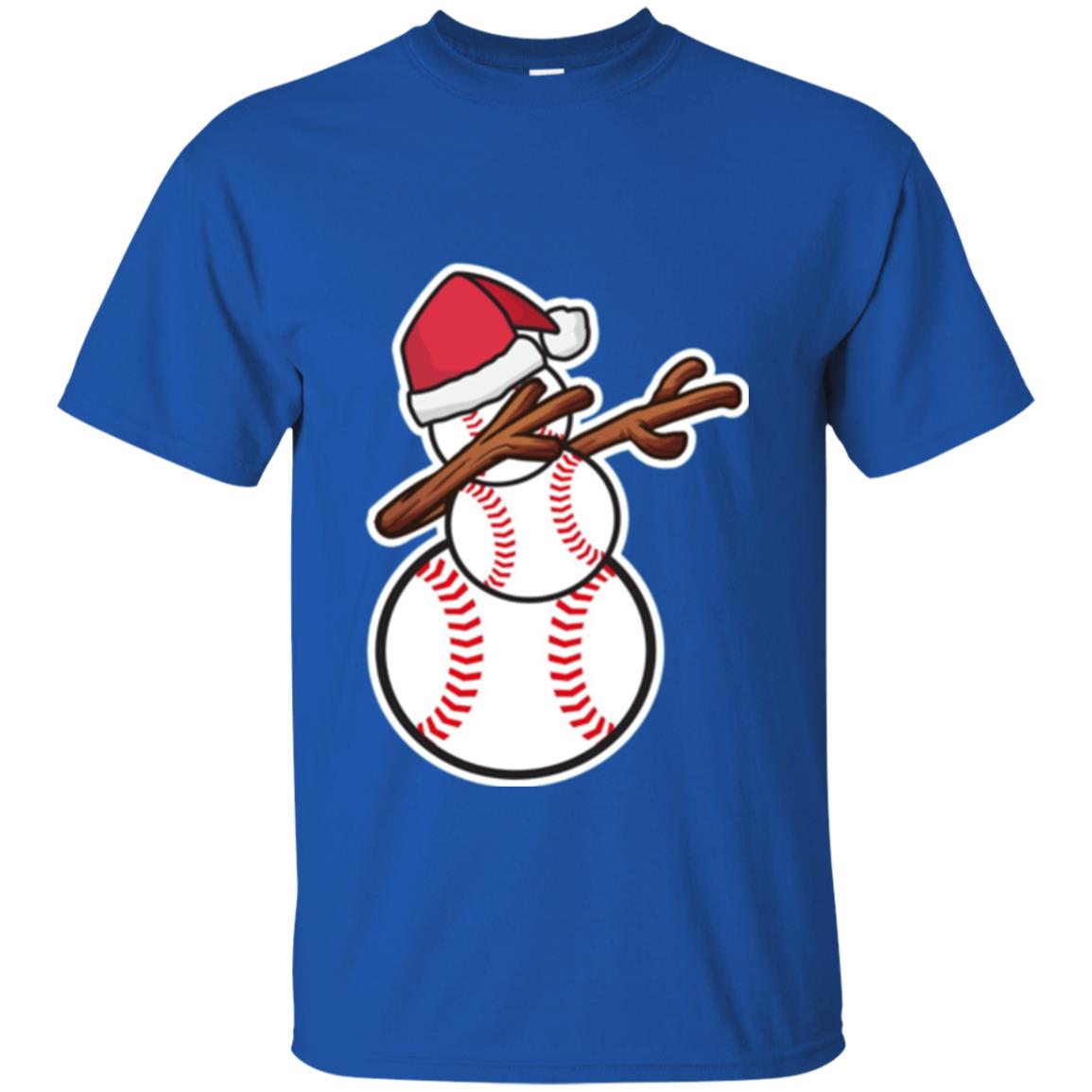 Christmas T-shirt Dabbing Snowman Baseball Royal