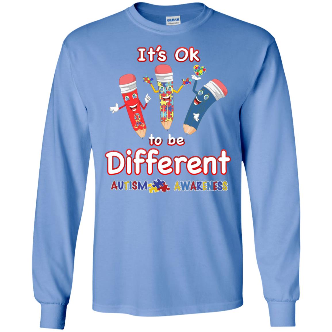 Its Ok To Be Different Autism Awareness T-shirt Carolina Blue