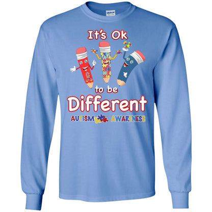 Its Ok To Be Different Autism Awareness T-shirt Carolina Blue