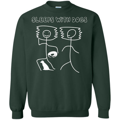 Sleep With Dogs Funny Dog Owner Shirt Forest Green