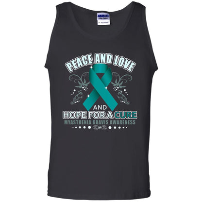 Myasthenia Gravis Awareness T-shirt Peace Love And Hope Black