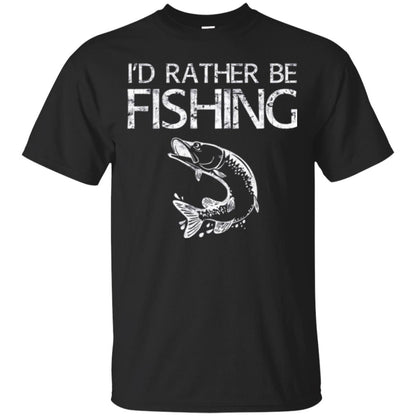 Funny Fisherman T-shirt I_d Rather Be Fishing Black