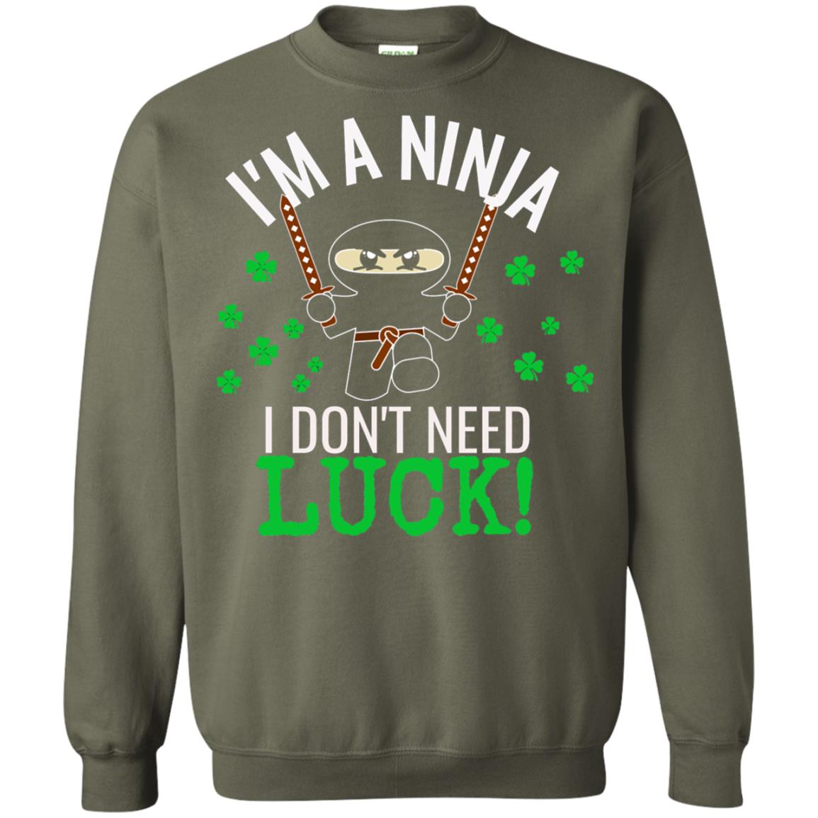 Ninja Luck Green St. Patrick_s Day T-shirt Military Green