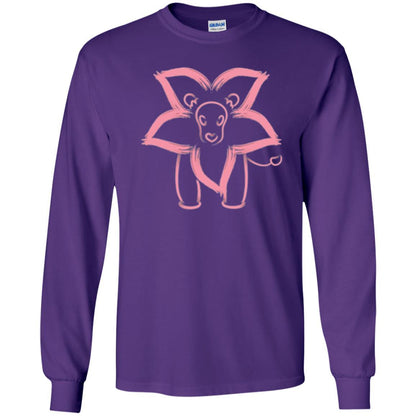 Cartoon T-shirt Flower Lion Outline Graphic Purple