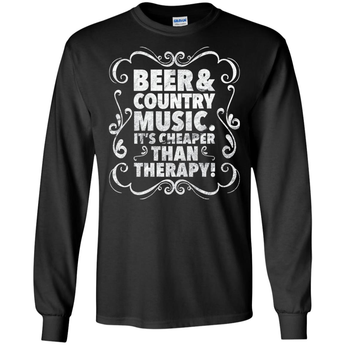 Beer Andcountry Music Its Cheaper Than Therapy Shirt Black