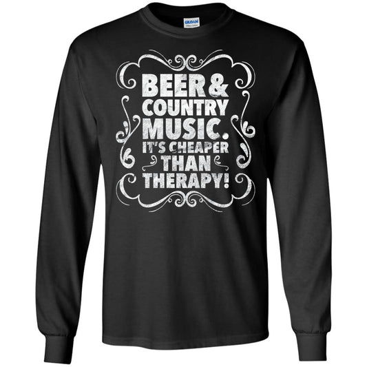 Beer Andcountry Music Its Cheaper Than Therapy Shirt Black