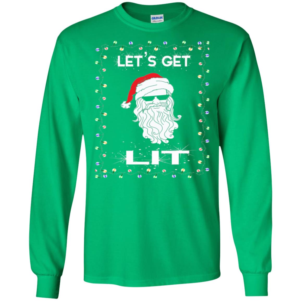 Christmas T-shirt Let_s Get Lit Irish Green