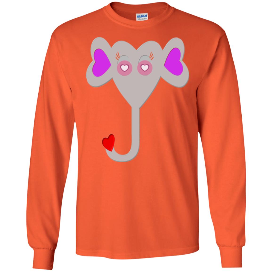 Pajama Plaid Elephant Heart Valentine Day T-shirt Orange