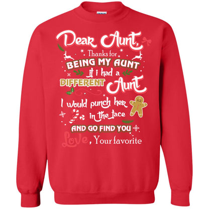 Dear Aunt Thank For Being My Aunt Christmas Holiday T-shirt Red