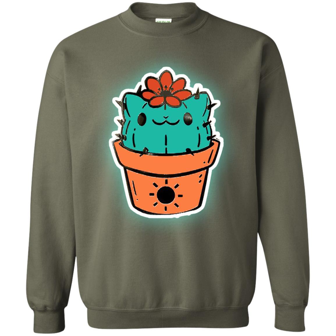 Cat Lovers T-shirt Catcus Military Green