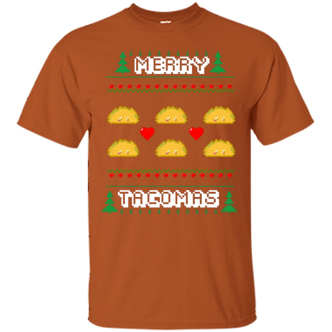 Merry Tacomas X-mas Gift Shirt For Taco Lovers Texas Orange