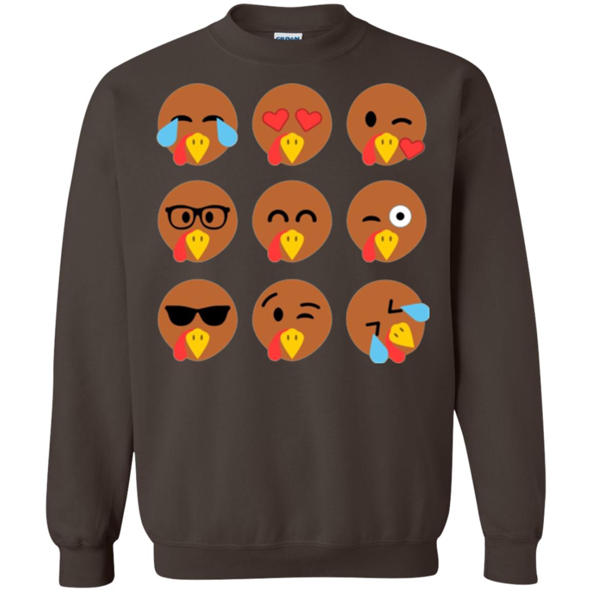 Thanksgiving T-shirt Turkey Emojis Dark Chocolate