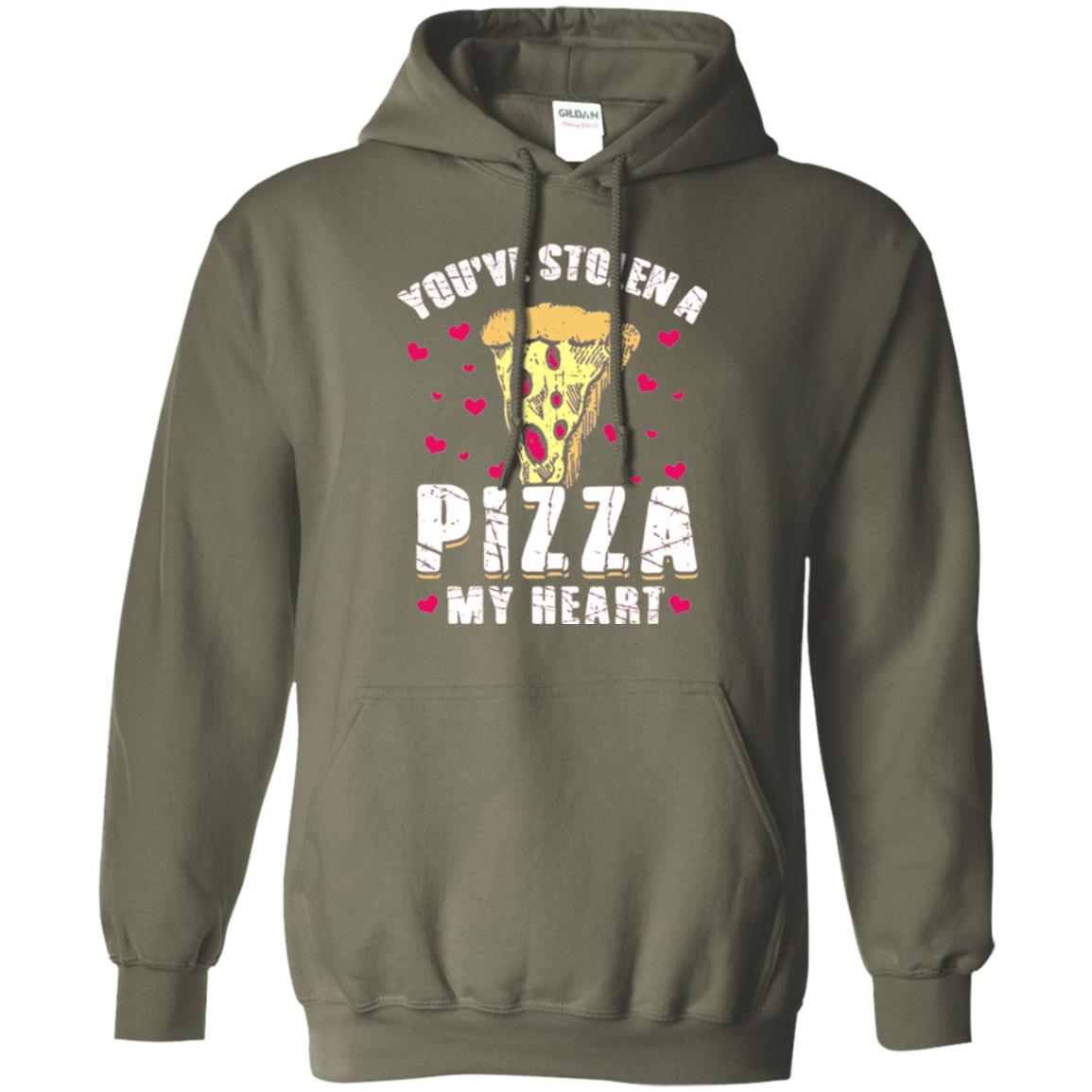 Funny Valentines Day Shirt Food Gift You_ve Stolen Pizza My Heart Military Green