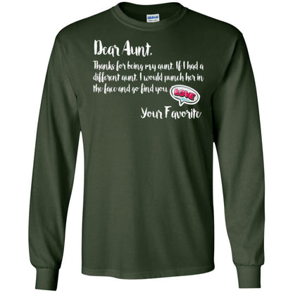 Family T-shirt Dear Aunt Thanks For Being My Aunt Forest Green